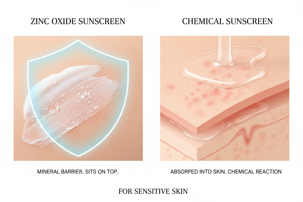 Zinc Oxide vs Chemical Sunscreen - Which Is Better for Sensitive or Reactive Skin