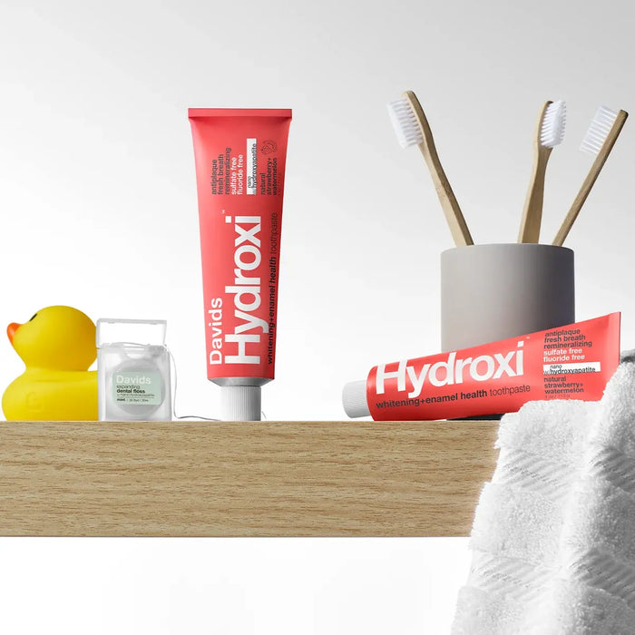 Davids Hydroxi™ whitening + enamel health, nano-hydroxyapatite toothpaste, kids + adults / strawberry watermelon